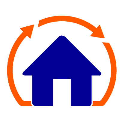 Recycling arrows around home icon