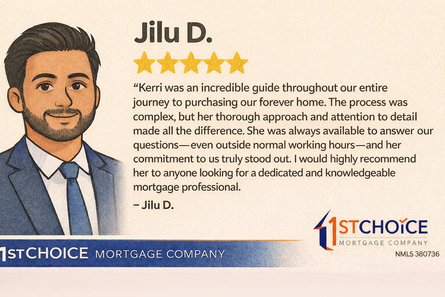 5-Star Mortgage Review – Jilu D. on Kerri at 1st...