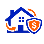 Idaho VA closing costs icon with house, dollar shield, and circular arrows