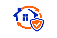 Idaho VA IRRRL refinance icon with house, refinance arrows, and approval shield