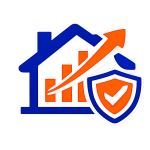 Idaho VA jumbo loans icon with house, growth chart, upward arrow, and approval shield