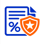 Idaho VA loan entitlement icon with document, percentage symbol, and shield badge