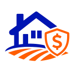 Nampa VA home loans icon with house, shield, and Idaho farmland illustration