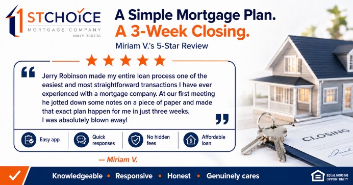 Mimi 5-star review of Jerry Robinson and 1st Choic...